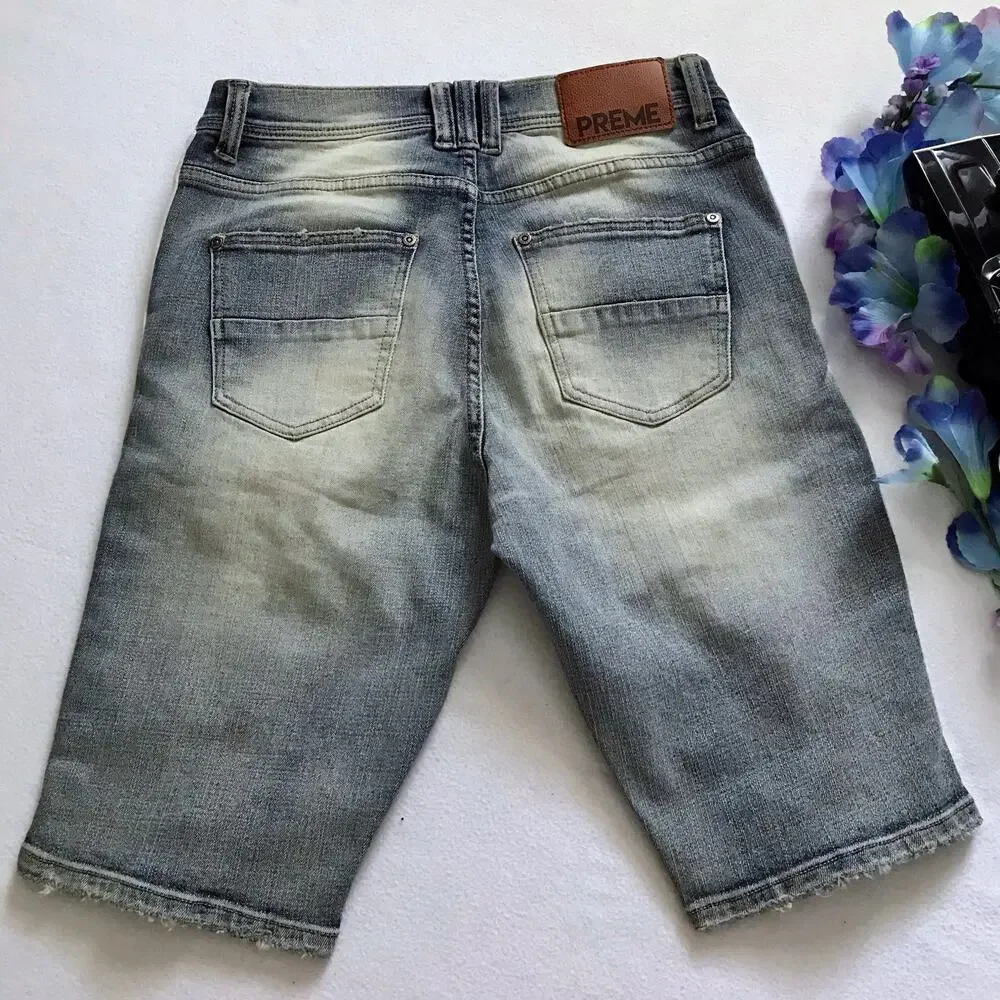 Preme NWOT Distressed Stone Wash Jean Shorts Men W32 *Pls See Description*